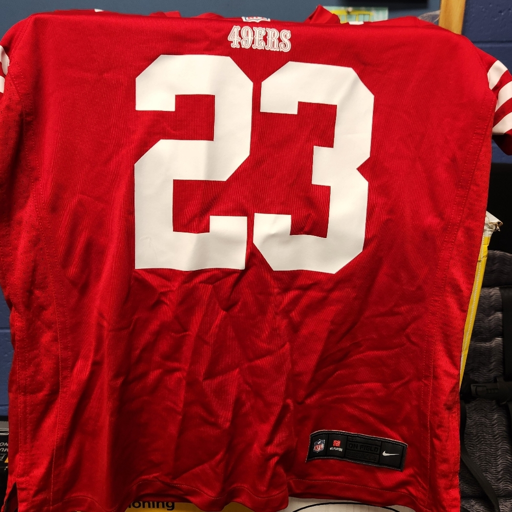 Brand new San Francisco 49ers ladies Large red Nike McCaffrey jersey